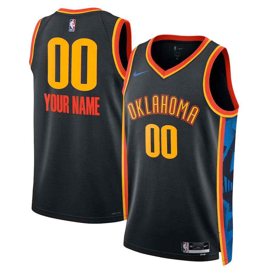 Men Oklahoma City Thunder Nike Black City Edition 2024-25 Custom Swingman NBA Jersey->customized nba jersey->Custom Jersey
